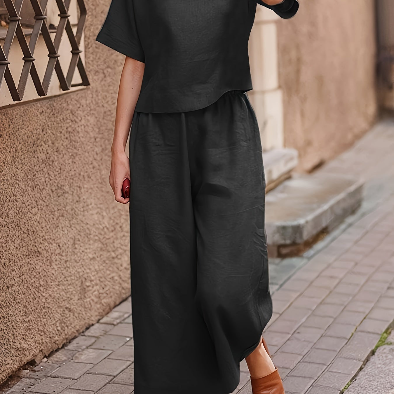 Camille | Linen-Blend Wide Leg Two-Piece Set