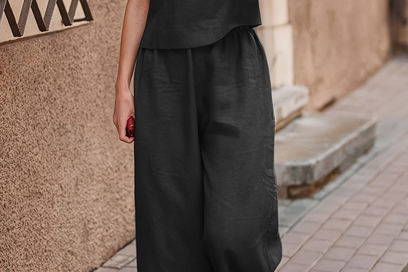 Camille | Linen-Blend Wide Leg Two-Piece Set