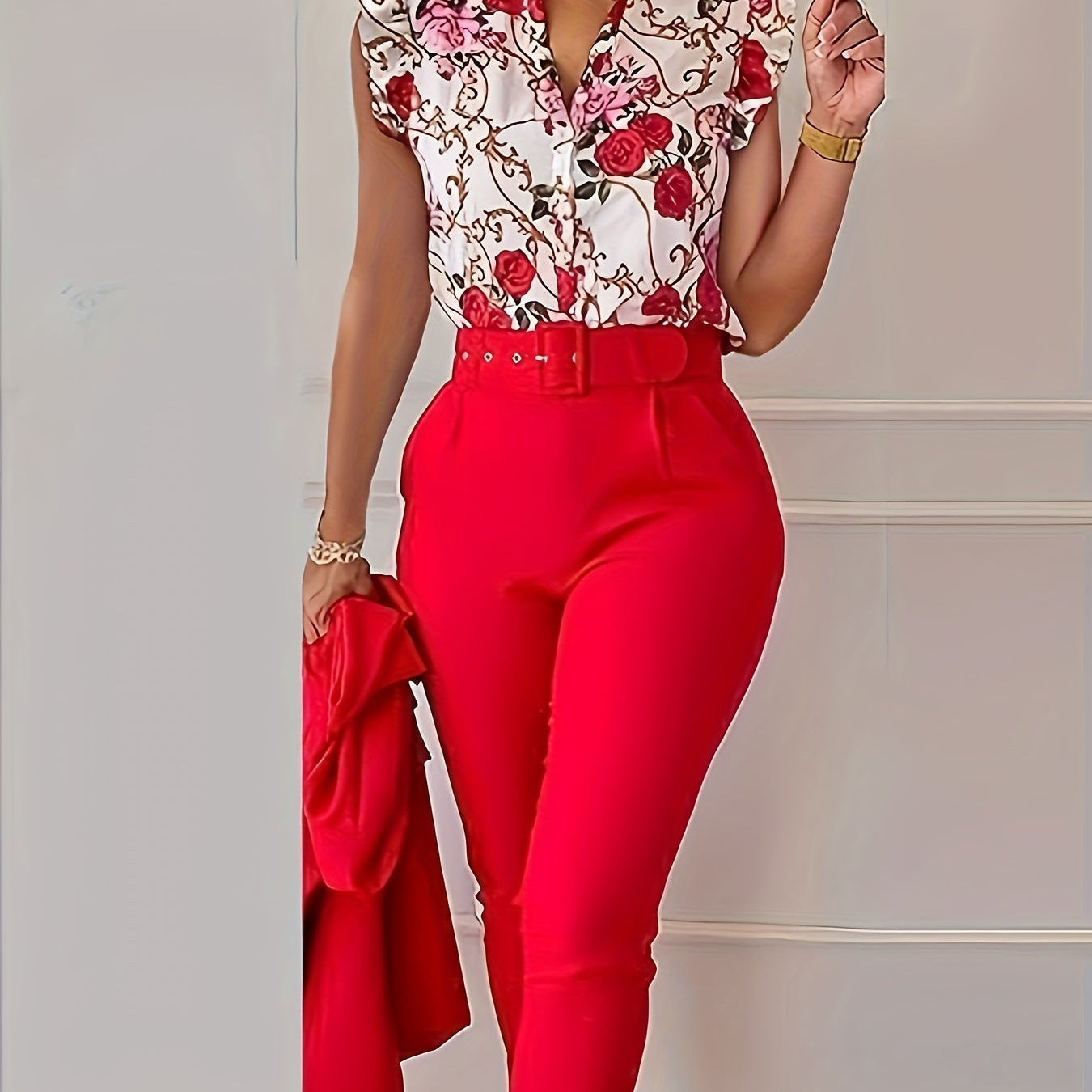 Florabel - Stylish Ruffle-Sleeve Set