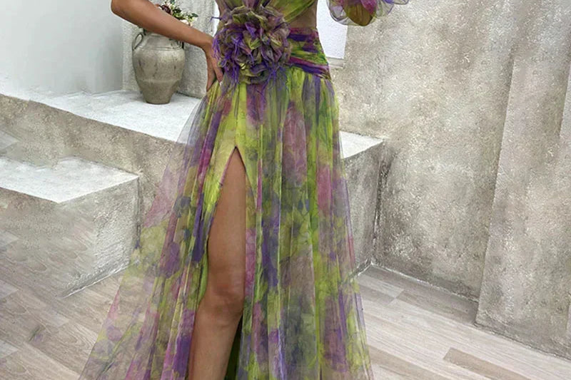 Orit™ | Asymmetrical One Sleeve Split Dress