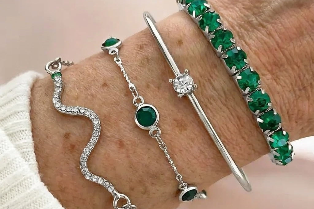 Emerald Layered Bracelet Set
