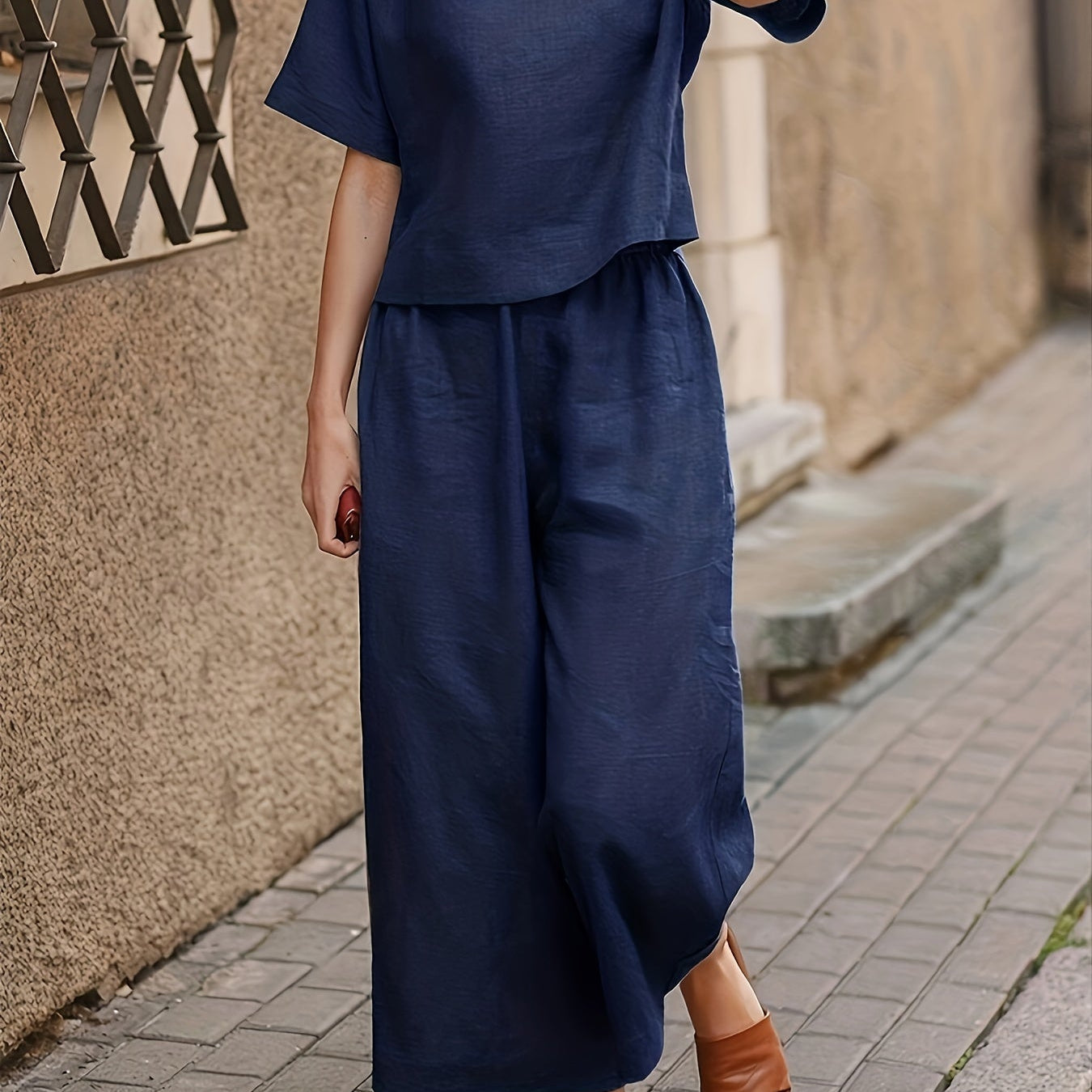 Camille | Linen-Blend Wide Leg Two-Piece Set