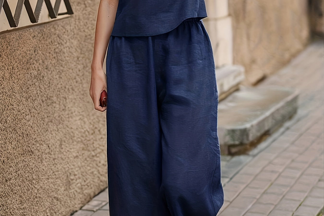 Camille | Linen-Blend Wide Leg Two-Piece Set