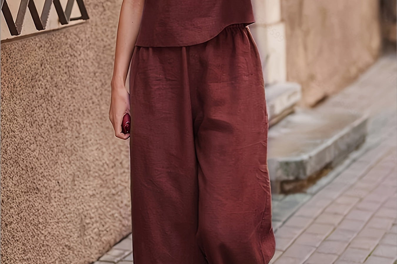 Camille | Linen-Blend Wide Leg Two-Piece Set
