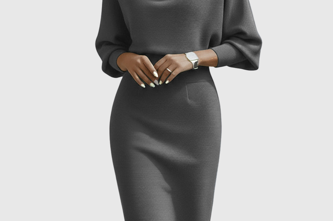 Ismeria | White Draped Batwing Midi Dress