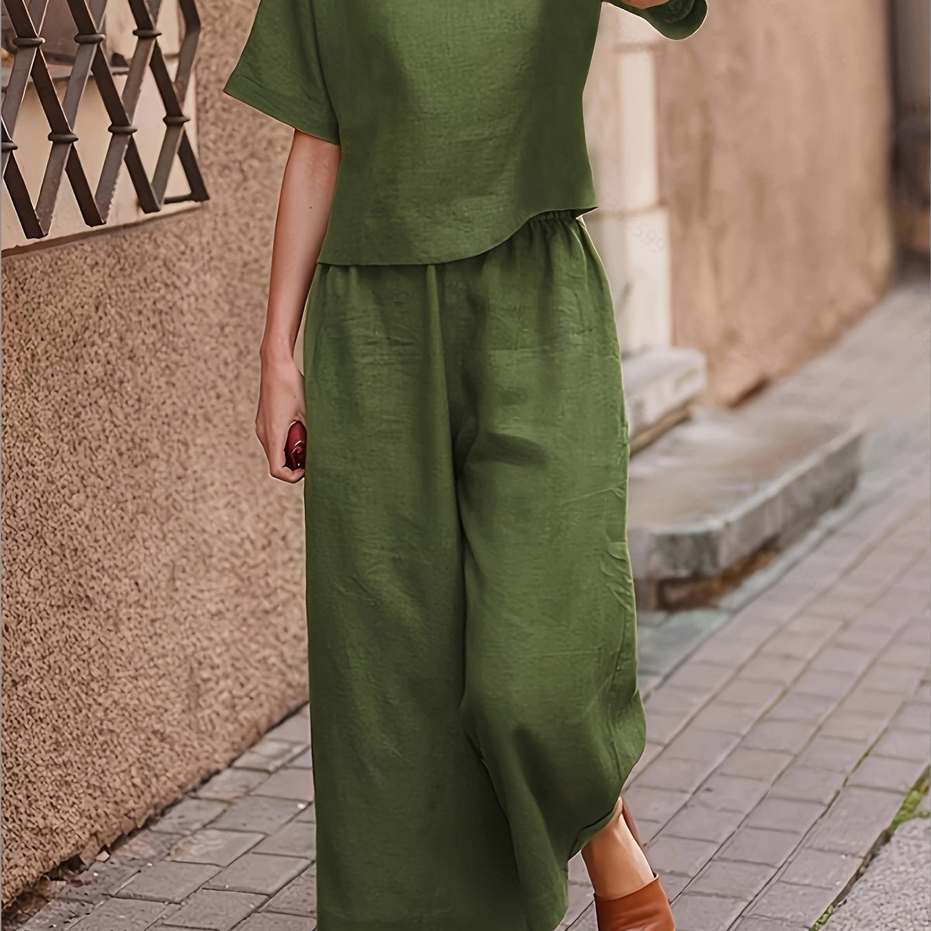 Camille | Linen-Blend Wide Leg Two-Piece Set