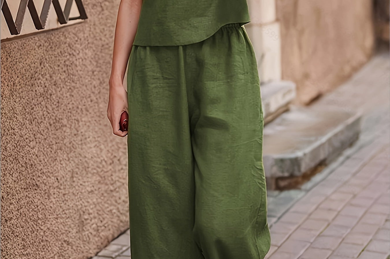 Camille | Linen-Blend Wide Leg Two-Piece Set