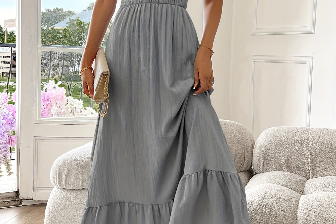 Elara | Flutter Sleeve Smocked Midi Dress