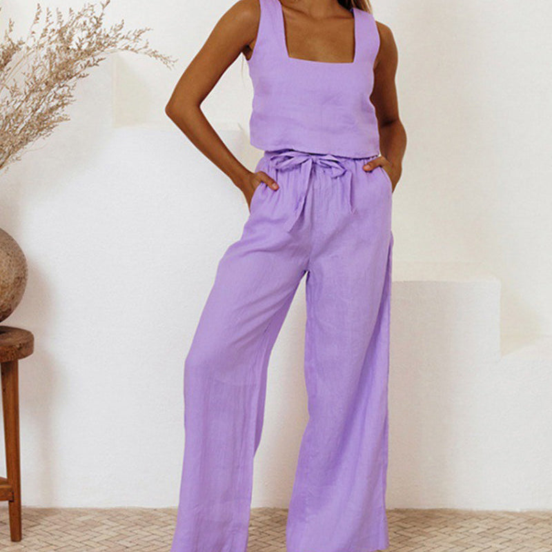 Megan - Minimalist Top and Wide-Leg Pants Set