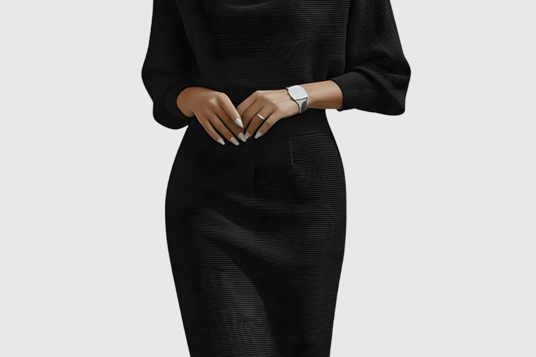 Ismeria | White Draped Batwing Midi Dress