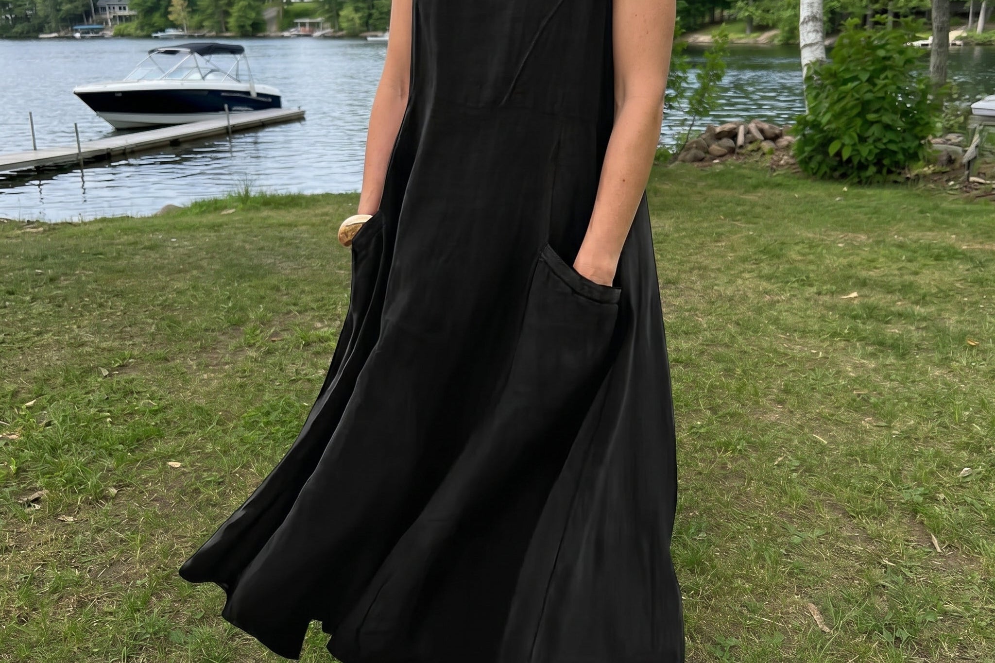 Hazel | Natural Linen Pocket Maxi Dress