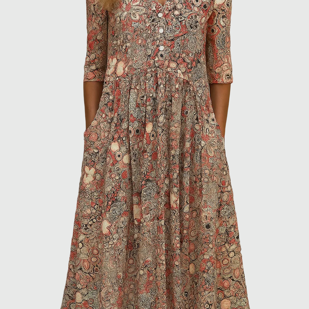 Harlow | Graceful V-Neck Elegance Midi Dress