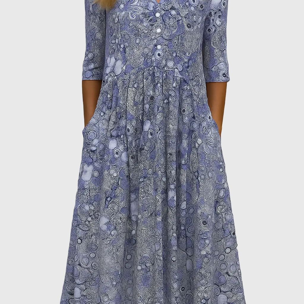 Harlow | Graceful V-Neck Elegance Midi Dress