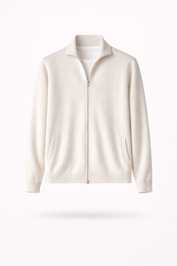 Premium Wool-Cashmere Cardigan Statement Zip