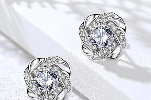 Elegant Silver Floral Stud Earrings