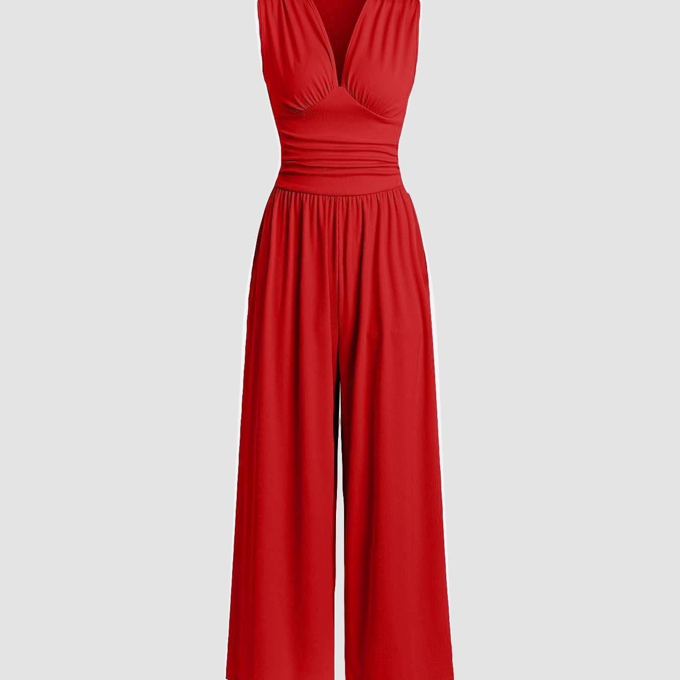 CHARITY | Textured Chic Sleeveless Wide-Leg Jumpsuit