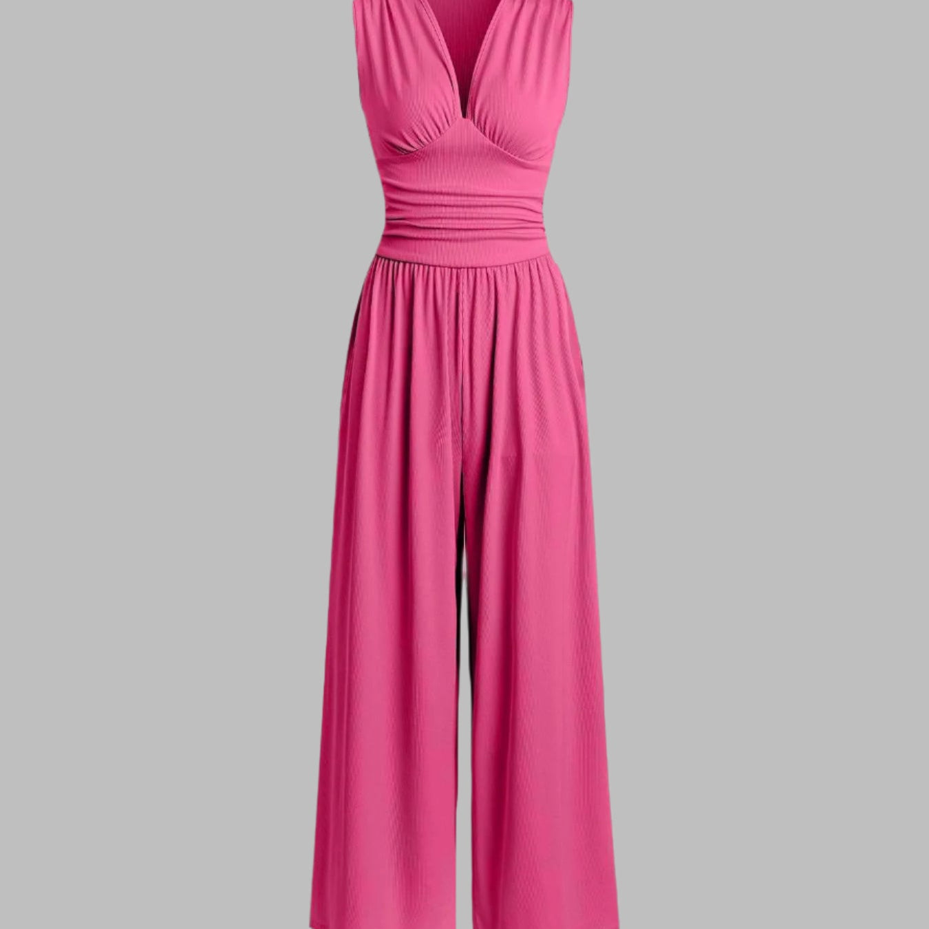 CHARITY | Textured Chic Sleeveless Wide-Leg Jumpsuit
