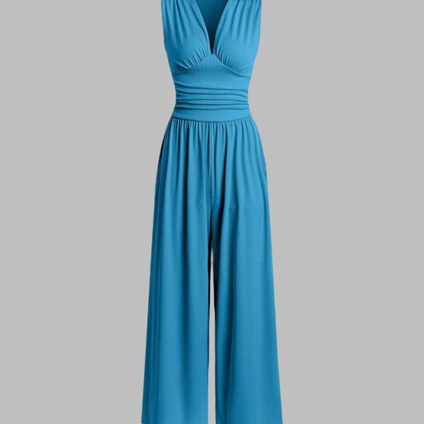 CHARITY | Textured Chic Sleeveless Wide-Leg Jumpsuit
