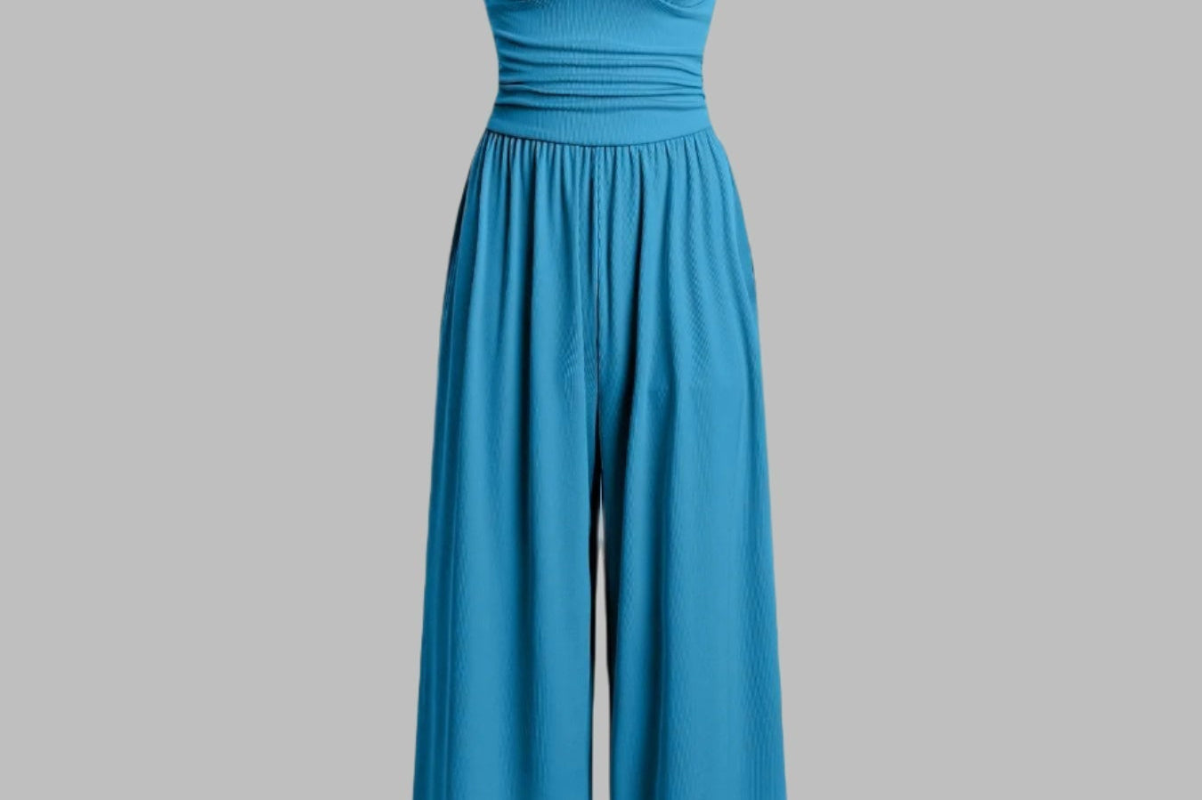 CHARITY | Textured Chic Sleeveless Wide-Leg Jumpsuit