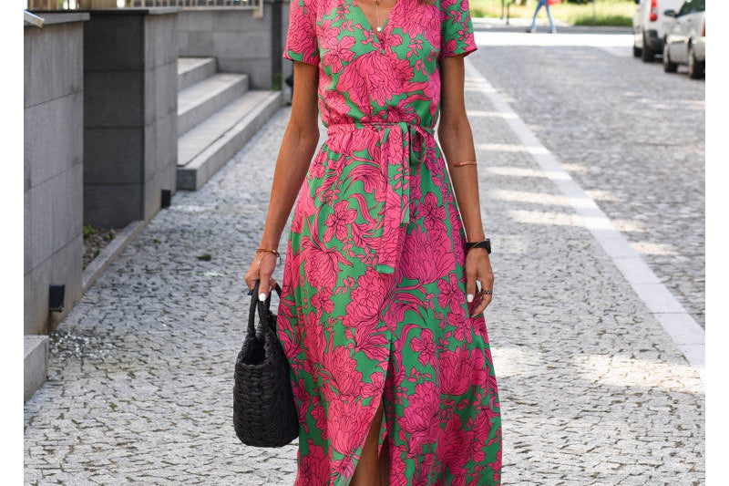 Talia™ | Stylish V-Neck Floral Dress