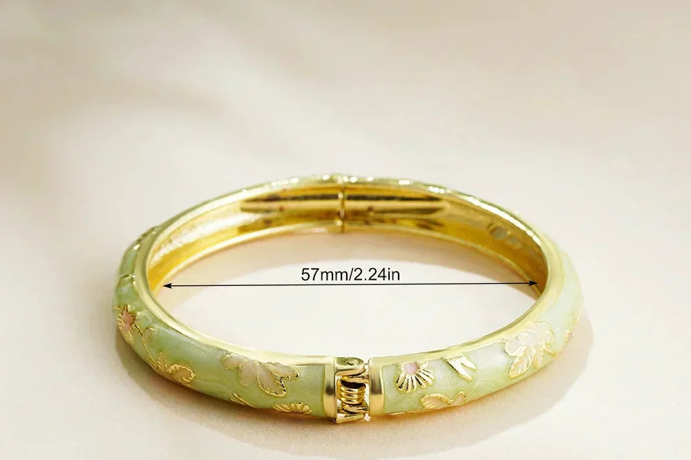 Elegant Vintage Floral Cloisonné Bangle