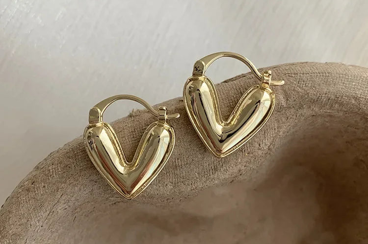 Graceful Heart Hoop Earrings