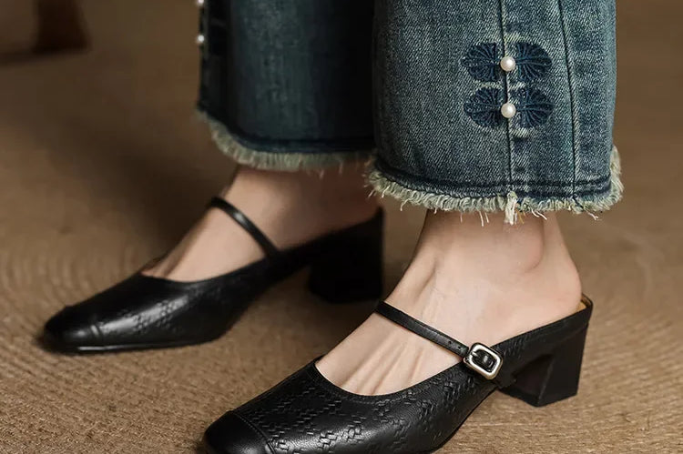 Becky Genuine Leather Mules