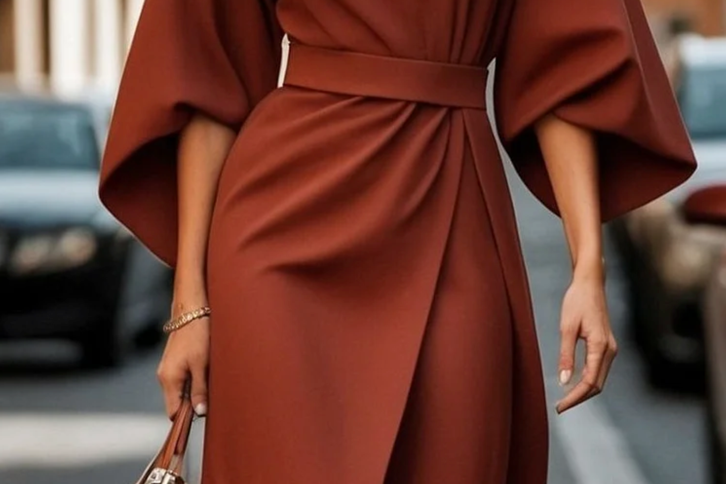 Maya™ | Elegant Lantern Sleeve Dress