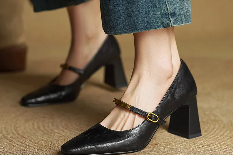 Maela Genuine Leather Heels