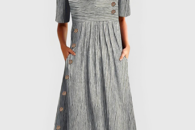 Mary - Comfortable Striped Midi Dress