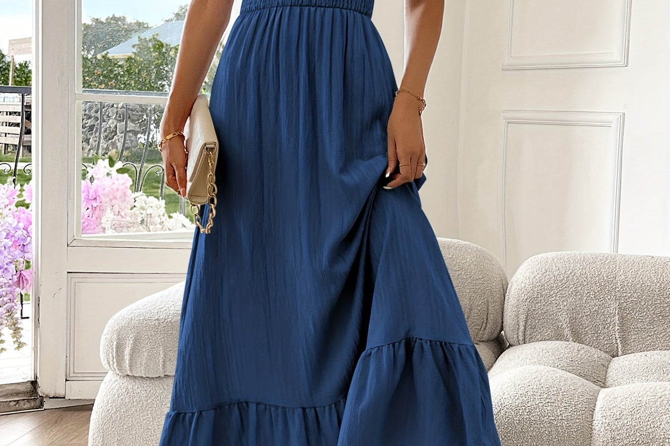 Elara | Flutter Sleeve Smocked Midi Dress