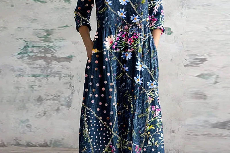 KRISTEN | ELEGANT RETRO TUMMY-COVERAGE MAXI DRESS