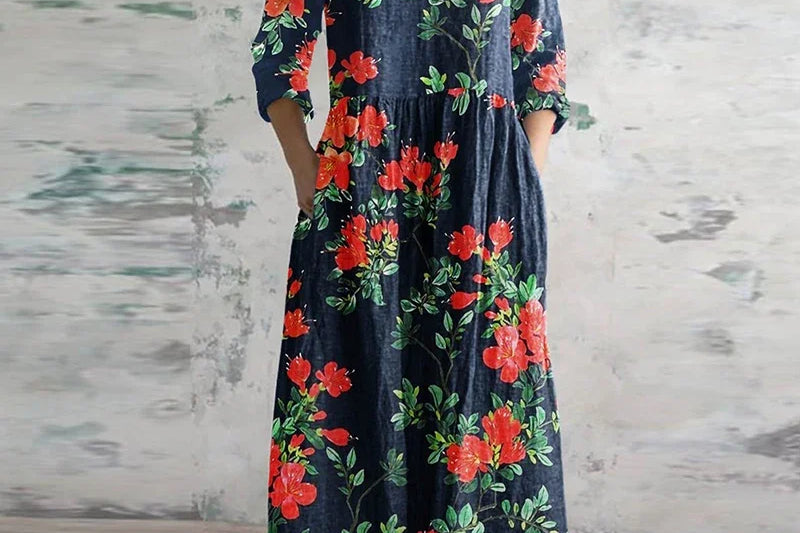 KRISTEN | ELEGANT RETRO TUMMY-COVERAGE MAXI DRESS