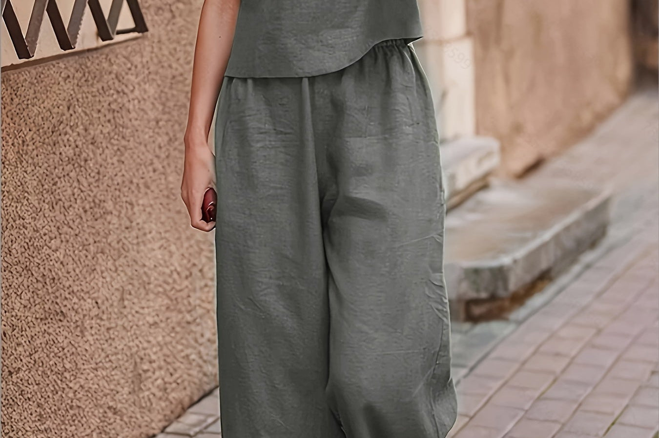 Camille | Linen-Blend Wide Leg Two-Piece Set