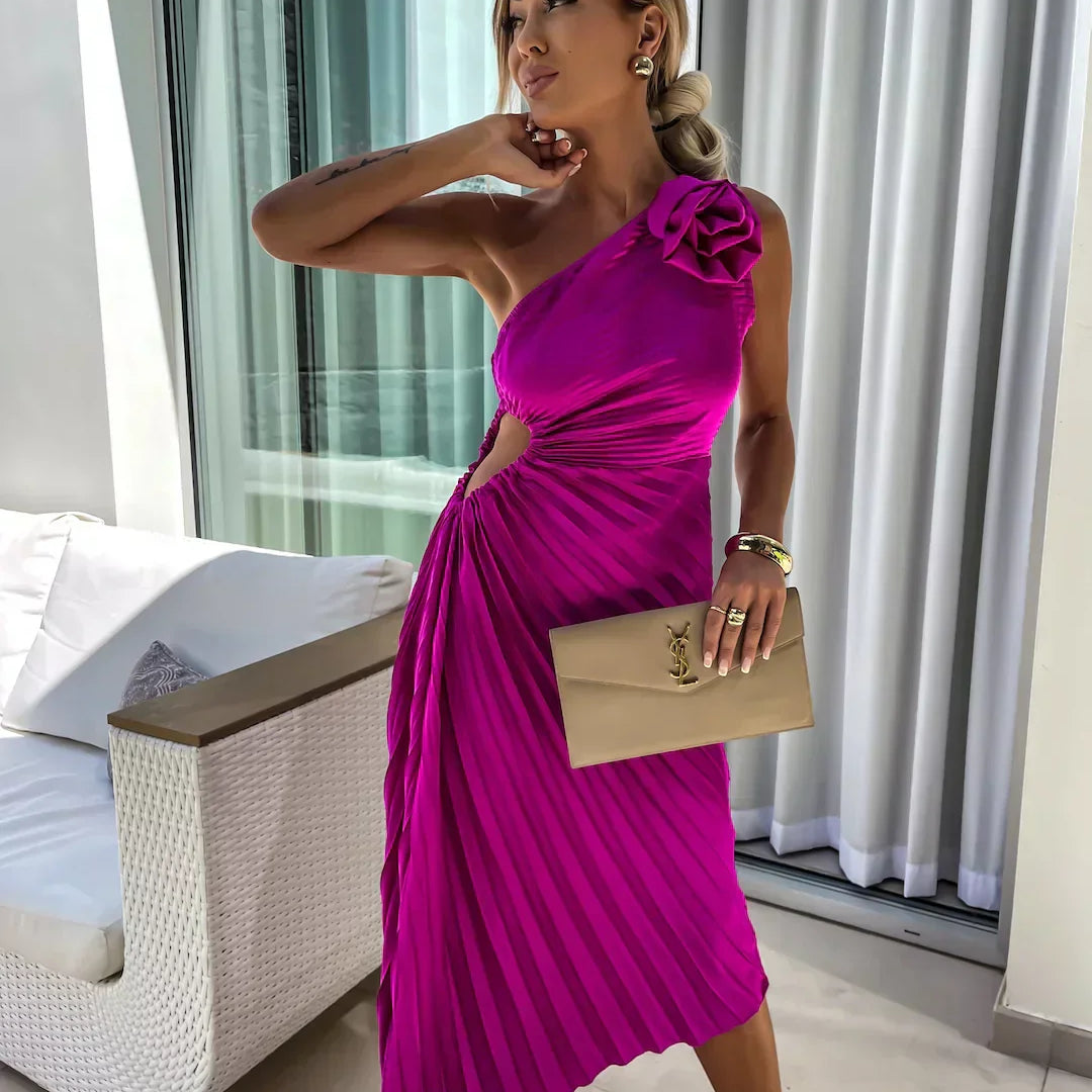 Eya™ | Elegant Floral One-Shoulder Maxi Dress