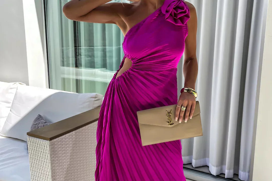 Eya™ | Elegant Floral One-Shoulder Maxi Dress
