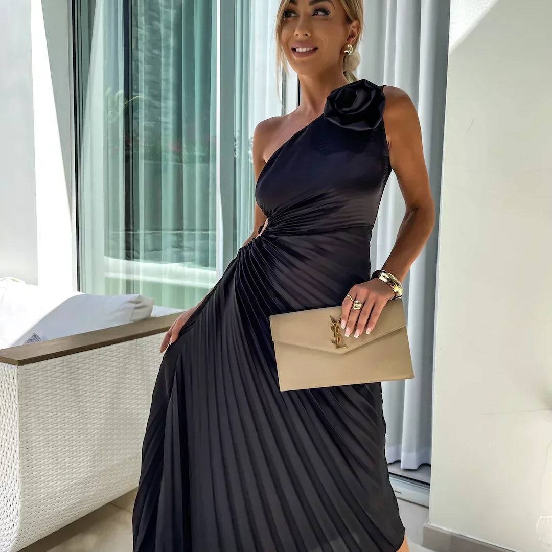 Eya™ | Elegant Floral One-Shoulder Maxi Dress