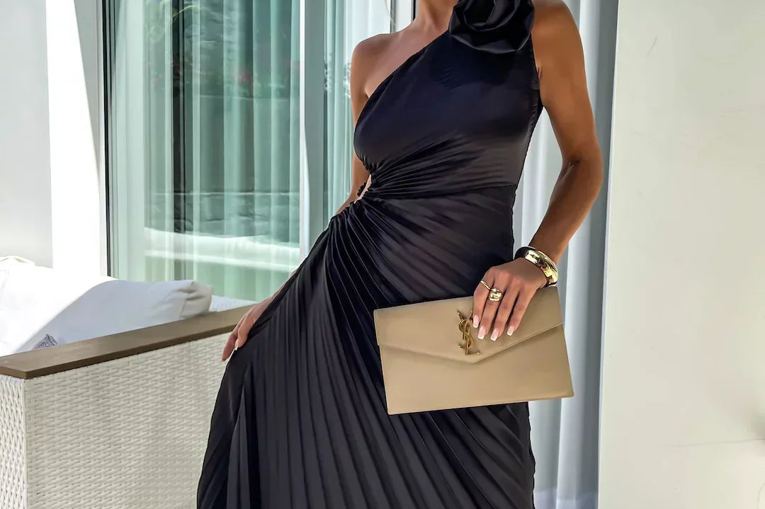 Eya™ | Elegant Floral One-Shoulder Maxi Dress
