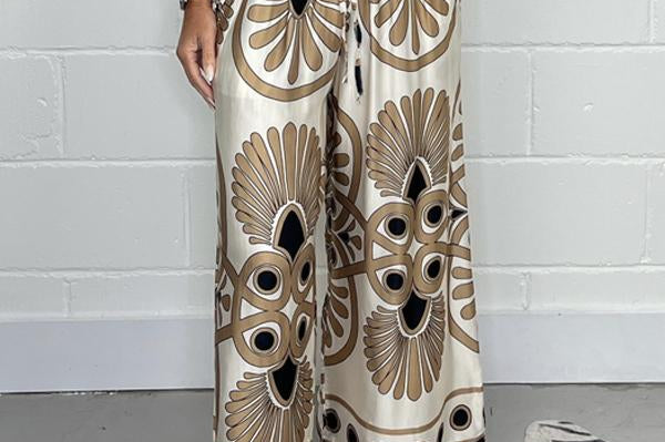 Sally | Trendy Printed Satin Track Pants