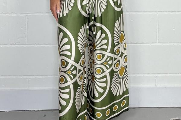 Sally | Trendy Printed Satin Track Pants