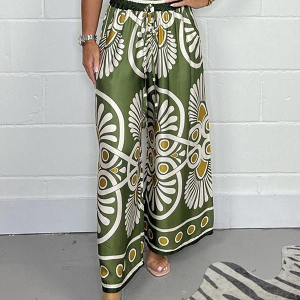 Sally | Trendy Printed Satin Track Pants