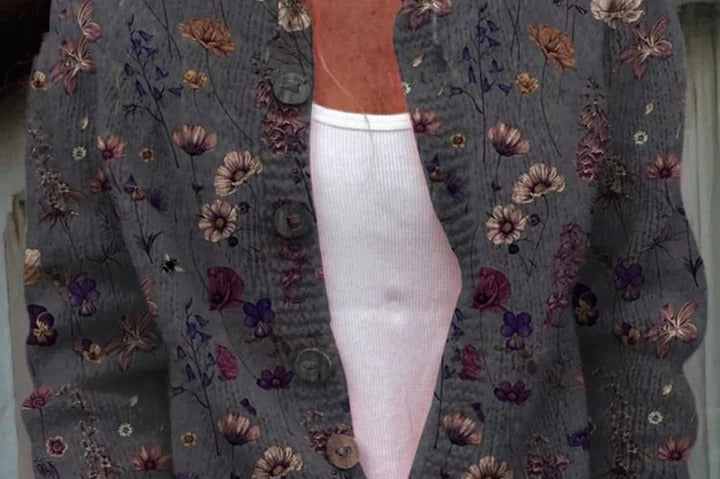 Nerys - Elegant Flower Print Pocket Skirt