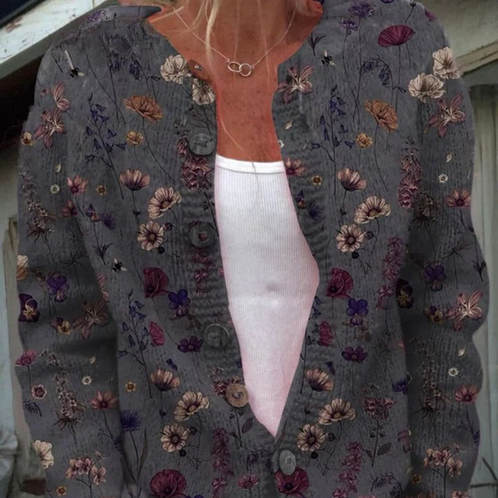 Nerys - Elegant Flower Print Pocket Skirt