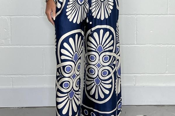 Sally | Trendy Printed Satin Track Pants