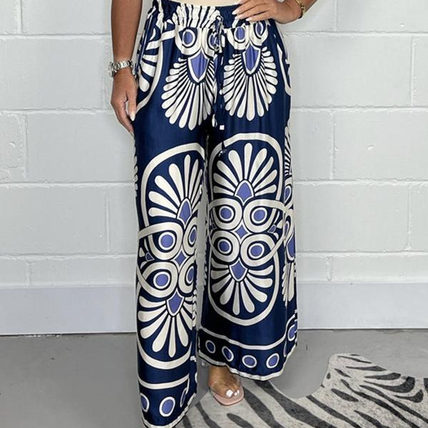 Sally | Trendy Printed Satin Track Pants