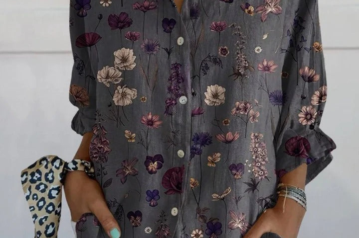 Nerys - Elegant Flower Print Pocket Skirt
