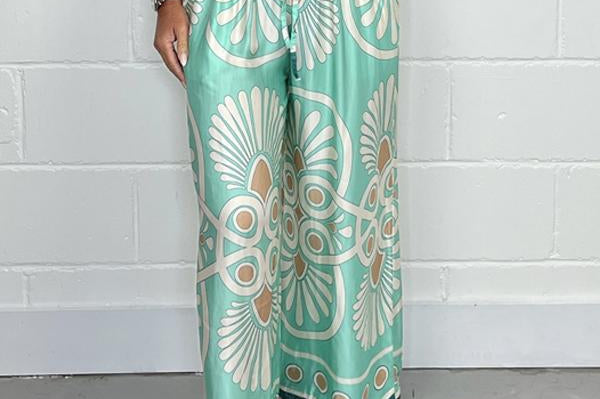 Sally | Trendy Printed Satin Track Pants