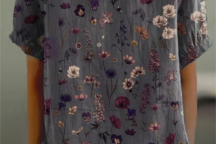 Nerys - Elegant Flower Print Pocket Skirt