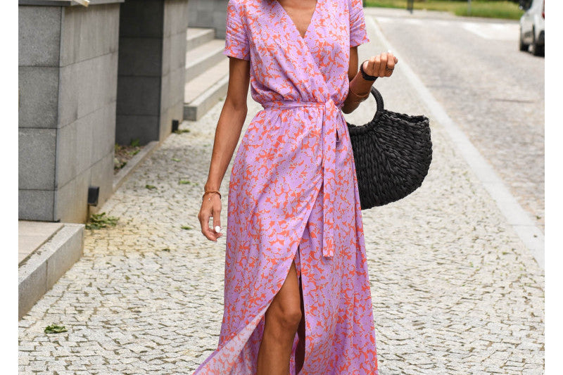 Talia™ | Stylish V-Neck Floral Dress