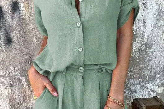 Melda - Breezy Buttoned Set